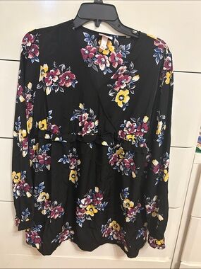 Isabel Maternity Black Floral V-Neck blouse